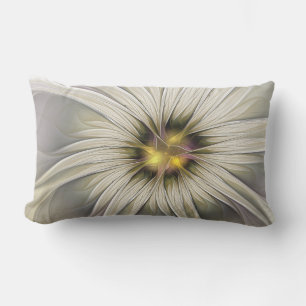 Coussin D'extérieur Grande Fleur d'Ivoire, Art Fractal Moderne Abstrai