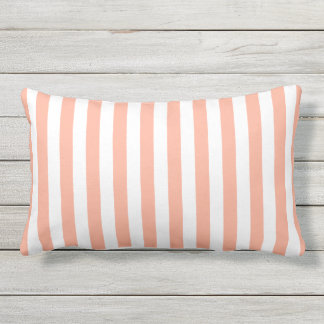 Coussin D'extérieur Grande pêche et rayures verticales blanches de