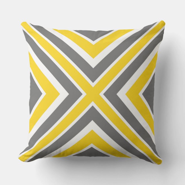 Coussin D'extérieur Gray jaune blanc géométrique (Recto)