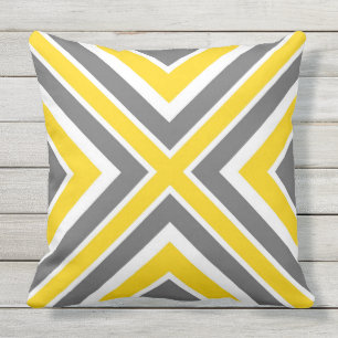 Coussin D'extérieur Gray jaune blanc géométrique
