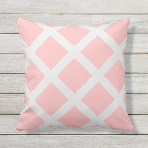 Coussin D'extérieur Grilles de croix modernes en rose clair et blanc
