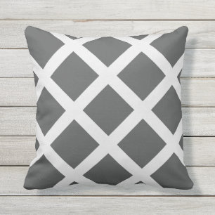 Coussin D'extérieur Gris de charbon moderne et blanc Crises croisées r