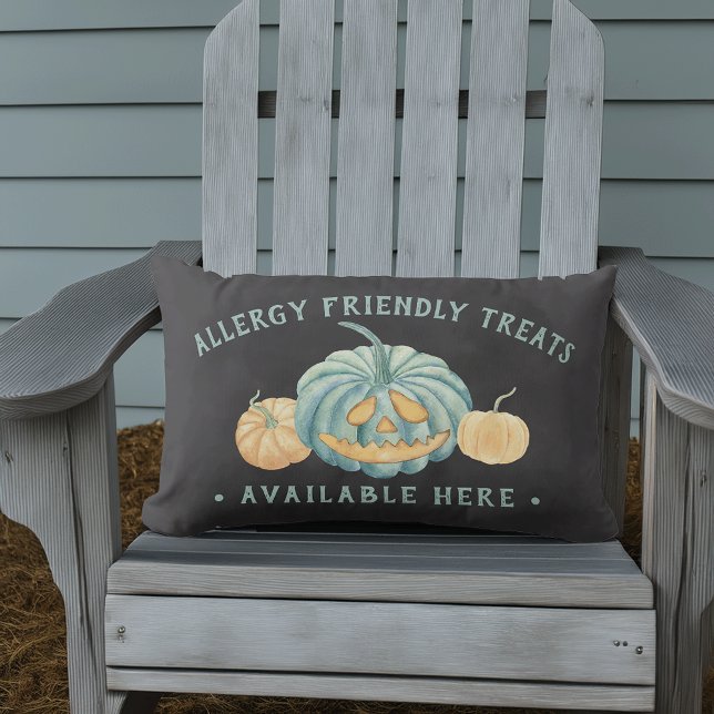 Coussin D'extérieur Halloween Turquoise Citrouille Allergy Traitements (Créateur téléchargé)
