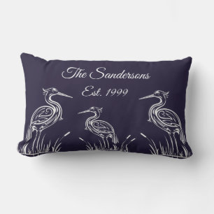 Coussin D'extérieur Hérons blancs personnalisés côtiers Oiseaux Bleu m