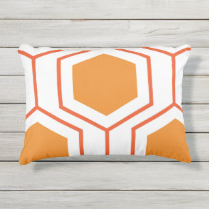 Coussin D'extérieur Hexagon abstract geometrical pattern en orange et