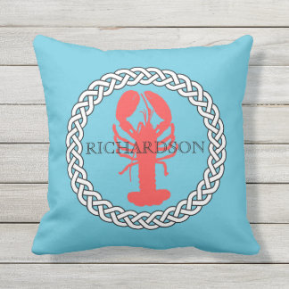 Coussin D'extérieur Homard Dans Une Bordure De Cordes Personnalisée