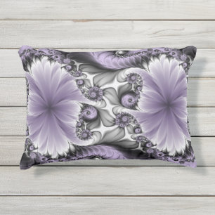 Coussin D'extérieur Illusion Lilac Abstrait Floral Fractal Art Imagina