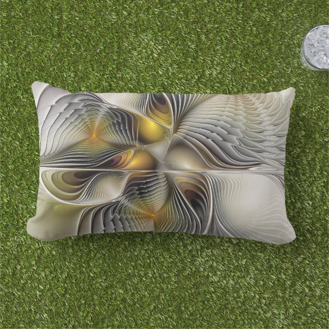Coussin D'extérieur Illusion Optique Abstrait 3D Fractal Avec Profonde (Herbe)