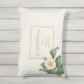 Coussin D'extérieur Illustration florale blanche simple | Cadeau Maria (Dos (Vertical))