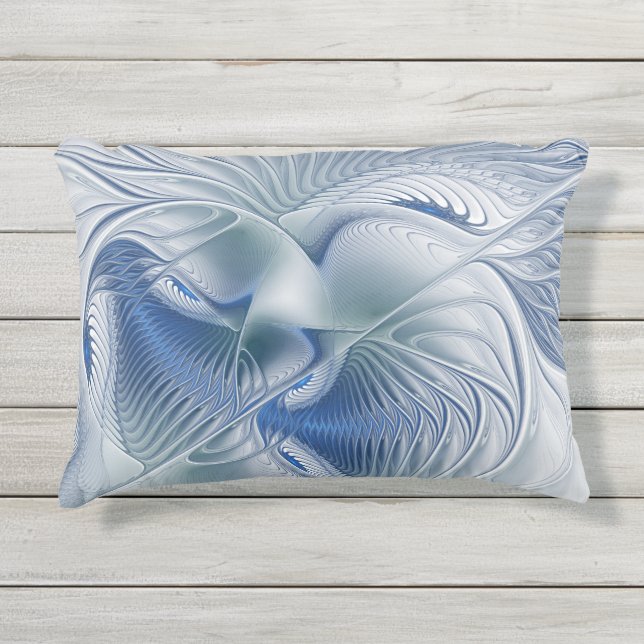 Coussin D'extérieur Imaginaire dynamique tons bleus Abstraits Art frac (Devant)