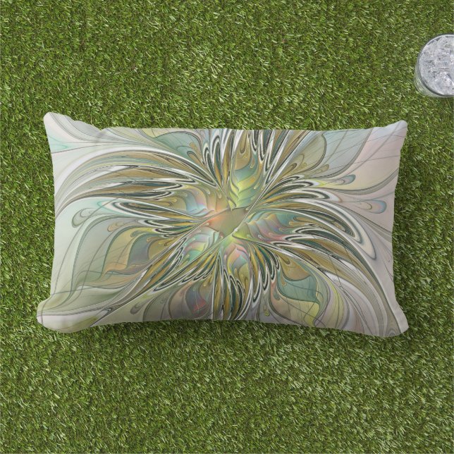 Coussin D'extérieur Imaginaire Floral Fleur Art Fractal Moderne Avec O (Herbe)