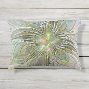Coussin D'extérieur Imaginaire Floral Fleur Art Fractal Moderne Avec O