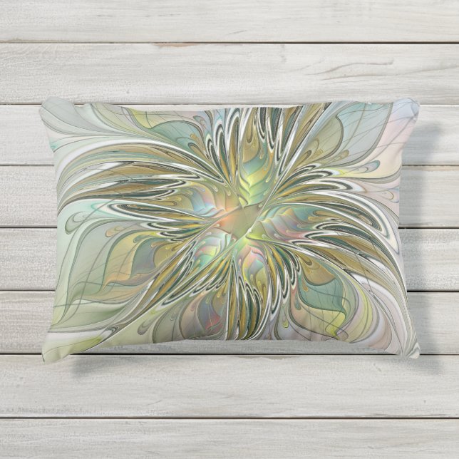 Coussin D'extérieur Imaginaire Floral Fleur Art Fractal Moderne Avec O (Devant)