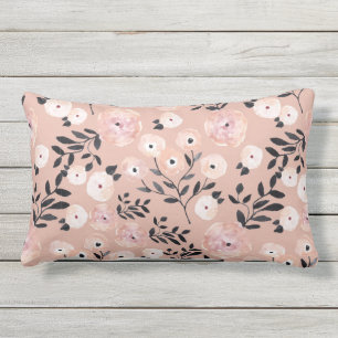 Coussin D'extérieur Impression botanique fantaisiste rose blush pour l