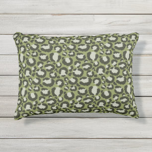 Coussin D'extérieur Imprimé Animal Taches de Léopard Vert Mousse Luxue
