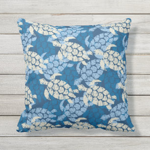 Coussin D'extérieur Indigo extérieur réversible hawaïen de tortue de