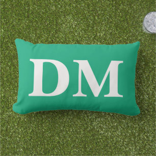 Coussin D'extérieur Initiales blanches tendance style vert naturel été