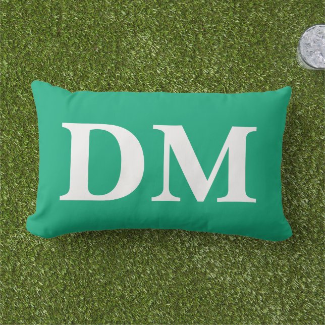 Coussin D'extérieur Initiales blanches tendance style vert naturel été (Herbe)