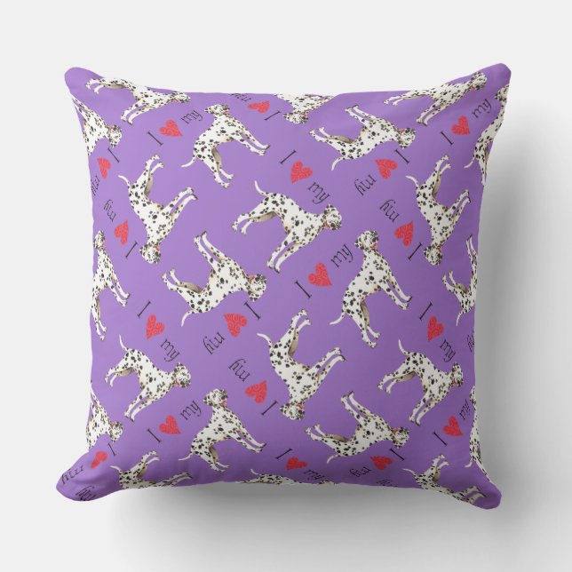 Coussin D'extérieur J'aime ma dalmate (Recto)