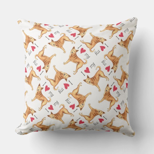 Coussin D'extérieur J'aime mon chien canadien (Recto)