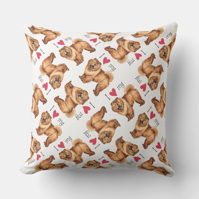 Coussin D'extérieur J'aime mon Chow Chow (Recto)