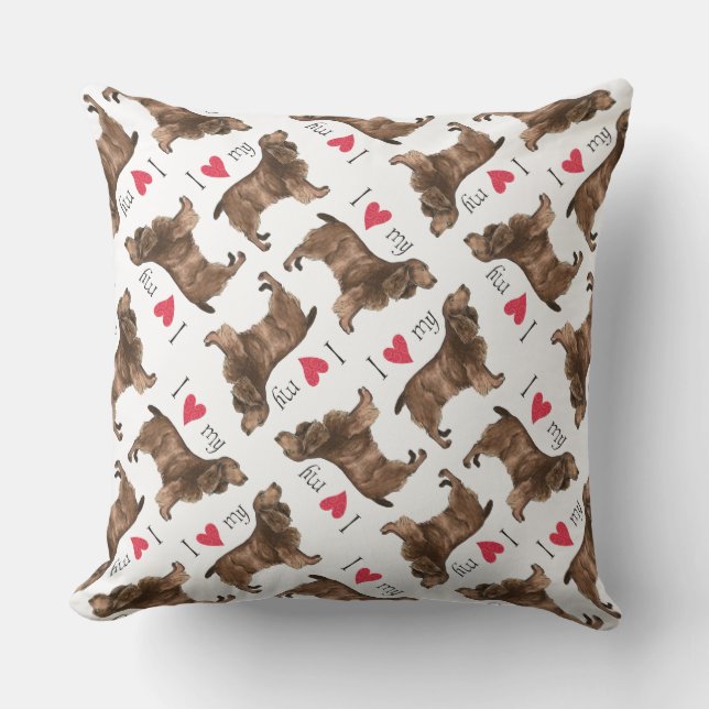 Coussin D'extérieur J'aime mon Field Spaniel (Recto)