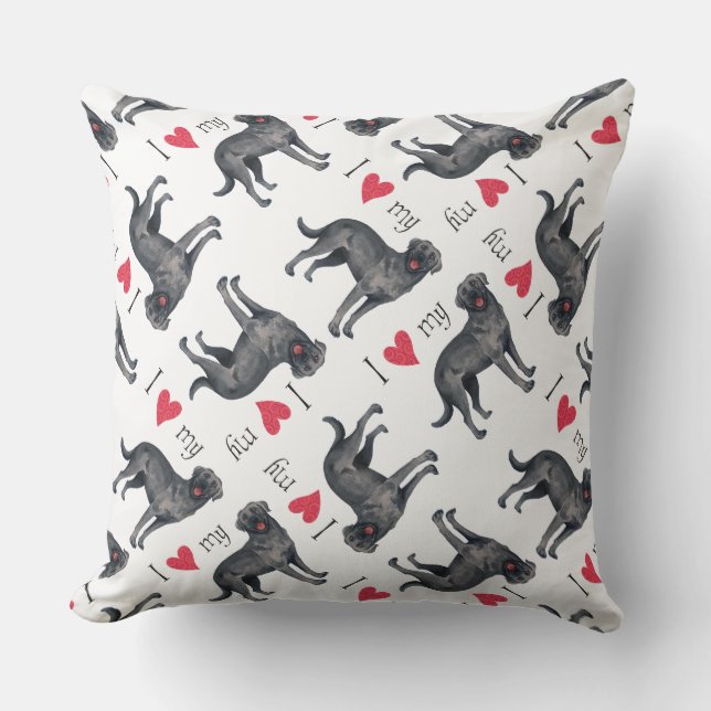 Coussin D'extérieur J'aime mon laboratoire noir (Recto)
