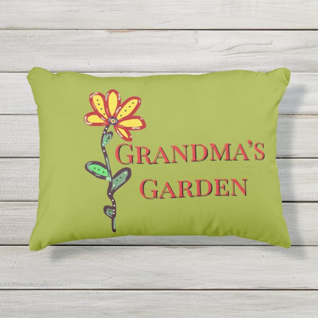 Coussin D'extérieur Jardin de grand-mère Fleur unique verte  (Devant)