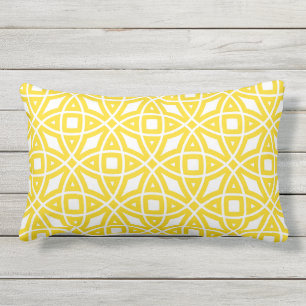 Coussin D'extérieur Jaune ensoleillé de motif géométrique oriental