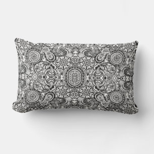 Coussin D'extérieur Joli floral paisley noir blanc