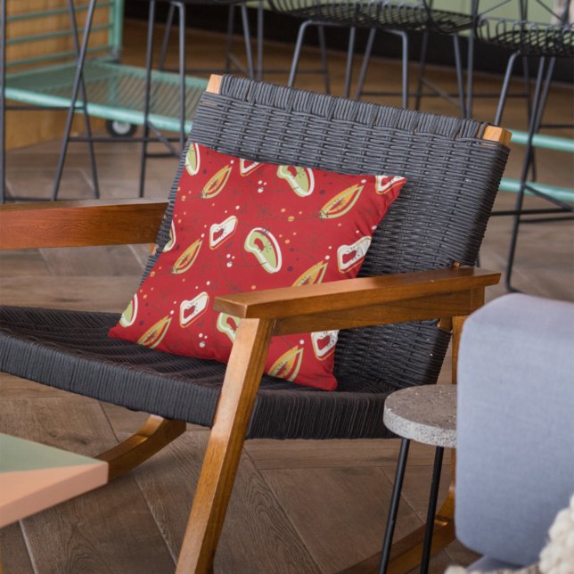 Coussin D'extérieur Joli, Mi-Siècle moderne, Rouge Abstrait Motif (Créateur téléchargé)