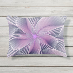 Coussin D'extérieur Joli rose Fleur Moderne Abstrait Fractal Art