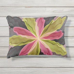 Coussin D'extérieur Joy, Vert rose Anthracite Imaginaire Fleur Fractal