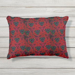 Coussin D'extérieur Kaleidoscope en Fleurs rouges Extérieur 12x16 Cous