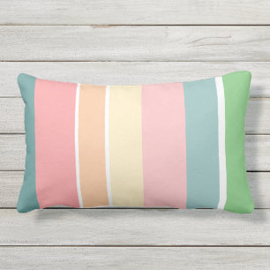 Coussin D'extérieur La pêche verte rose bleue rayée barre extérieur