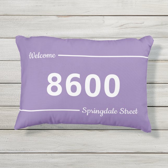 Coussin D'extérieur Lavande et numéros de Maison Blanche Adresse de ru (Dos)