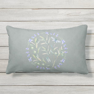Coussin D'extérieur Lavande grise Branche d'olivier et couronne d'abei