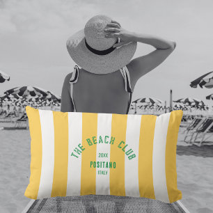Coussin D'extérieur Le Beach Club Crest Yellow Cabana Stripe