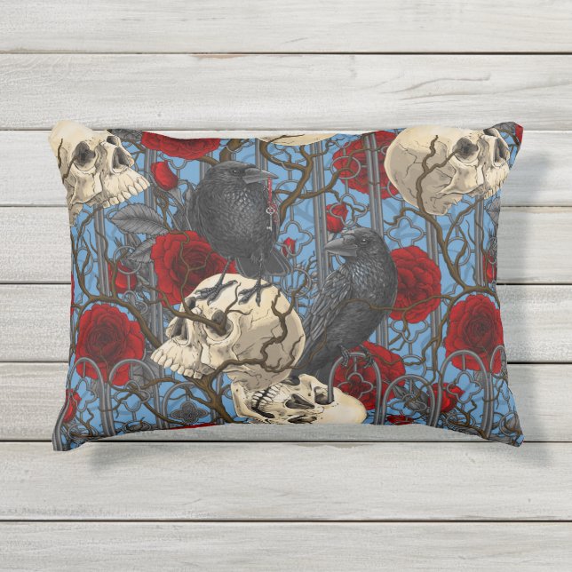 Coussin D'extérieur Le secret de Raven. Illustration gothique sombre e (Devant)