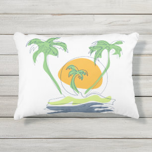 Coussin D'extérieur Les paysages de plage tropicaux de l'île. Palmier 