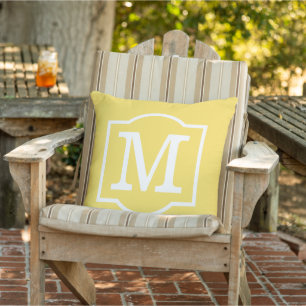 Coussin D'extérieur LETTRE CHALEUREUSE Jaune Personnalisée Classique