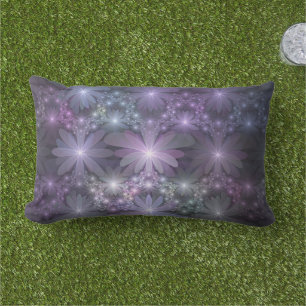 Coussin D'extérieur Lit de fleurs tendance brillant art fractal abstra