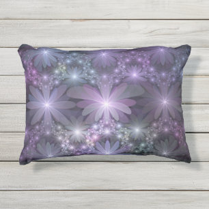 Coussin D'extérieur Lit de fleurs tendance brillant art fractal abstra