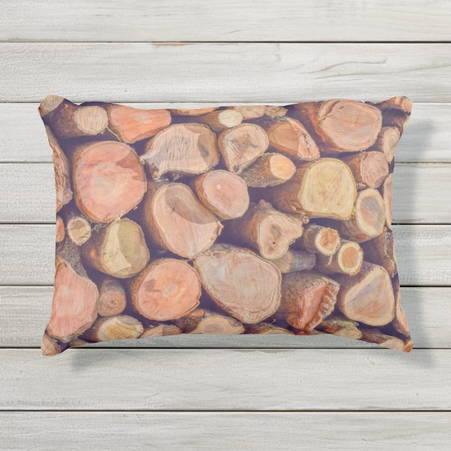 Coussin D'extérieur Loges de bois rustique (Devant)