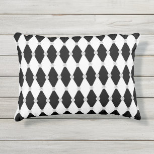 Coussin D'extérieur Losange forme de diamant noir et blanc Harlequin