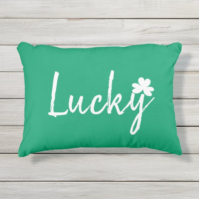 Coussin D'extérieur Lucky Jour de la Saint Patrick Shamrock irlandais (Devant)