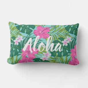 Coussin D'extérieur Luna Hibiscus Garden Hawaiian - Rose et Turq