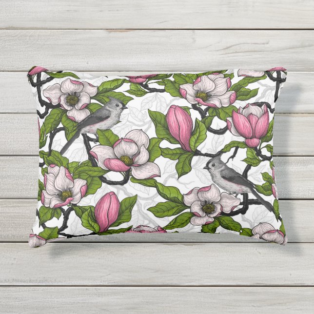 Coussin D'extérieur Magnolia en floraison et tireur (Devant)