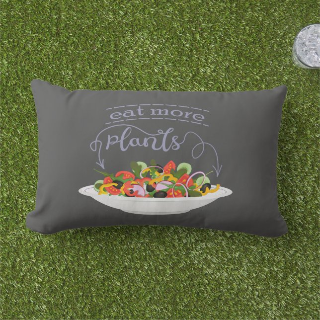 Coussin D'extérieur Mangez plus de plantes frais motivation salade let (Herbe)