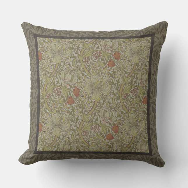Coussin D'extérieur Modèle de branche de saule et de lis doré de Willi (Recto)
